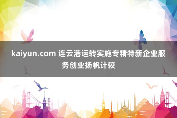 kaiyun.com 连云港运转实施专精特新企业服务创业扬帆计较