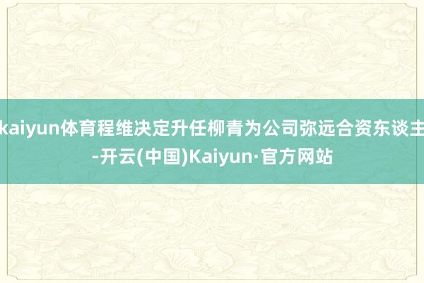 kaiyun体育程维决定升任柳青为公司弥远合资东谈主-开云(中国)Kaiyun·官方网站