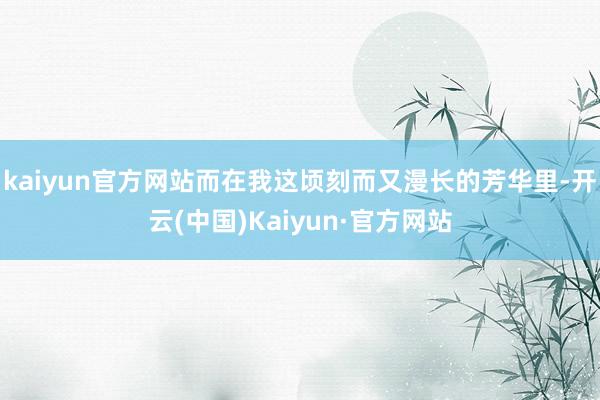 kaiyun官方网站而在我这顷刻而又漫长的芳华里-开云(中国)Kaiyun·官方网站