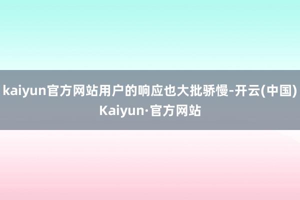 kaiyun官方网站用户的响应也大批骄慢-开云(中国)Kaiyun·官方网站